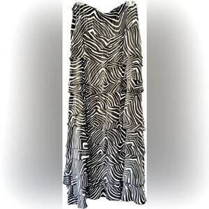 Soft Surroundings Tiered Zebra Print Maxi Skirt Tall L